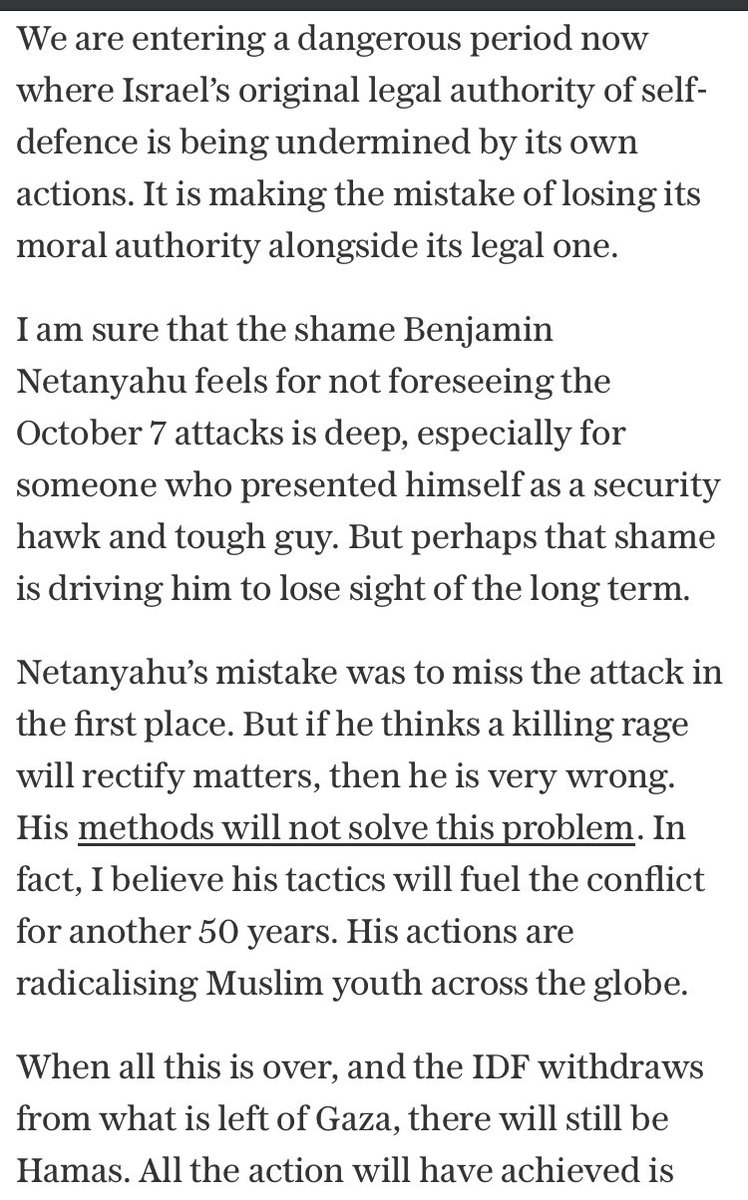 Former UK defence secretary Ben Wallace in Telegraph says Netanyahu’s tactics will fuel the conflict for another half century and obliterate the voice of moderate Palestinians.