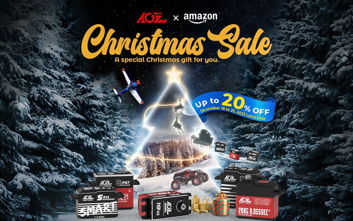 AgfrcE's tweet image. #AGFRC #Amazon Christmas Sale
Discount: Up to 20% OFF
Time: December 18-25, 2023, local time
Website:
US: amzn.to/3QM886B
CA: amzn.to/41oiEVx
MX: amzn.to/3MBLIVf
UK: amzn.to/40h40yt
DE: amzn.to/3QbXBTq
IT: amzn.to/3Q9BtJh
#rcservo