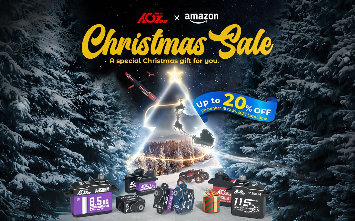 AgfrcE's tweet image. #AGFRC #Amazon Christmas Sale
Discount: Up to 20% OFF
Time: December 18-25, 2023, local time
Website:
US: amzn.to/3QM886B
CA: amzn.to/41oiEVx
MX: amzn.to/3MBLIVf
UK: amzn.to/40h40yt
DE: amzn.to/3QbXBTq
IT: amzn.to/3Q9BtJh
#rcservo