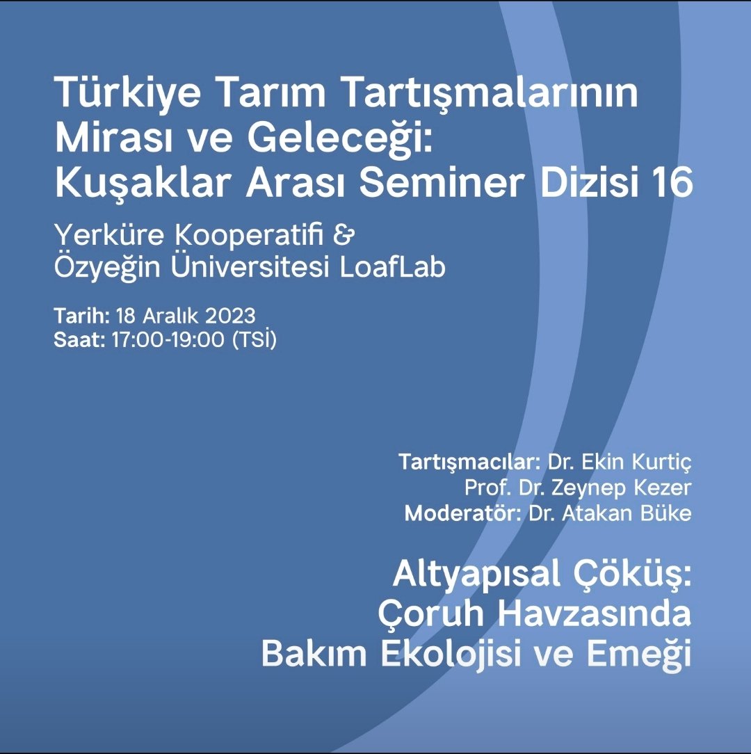 Yerküre Kooperatif (@yerkurekoop) on Twitter photo Haziran 2022'de başladığımız Türkiye Tarım Tartışmalarının Mirası ve Geleceği: Kuşaklararası Seminer Dizisinin 16. ve son seminerinde bugün (18 Aralık) saat 17:00'de Dr. <a href="/ekinkurtic/">Ekin Kurtiç</a> ve Prof. Dr. <a href="/zanypita/">Zeynep Kezer</a> tartışmacılarımız olacak. Kayıt için:ozyegin-edu-tr.zoom.us/meeting/regist… Haziran 2022'de başladığımız Türkiye Tarım Tartışmalarının Mirası ve Geleceği: Kuşaklararası Seminer Dizisinin 16. ve son seminerinde bugün (18 Aralık) saat 17:00'de Dr. <a href="/ekinkurtic/">Ekin Kurtiç</a> ve Prof. Dr. <a href="/zanypita/">Zeynep Kezer</a> tartışmacılarımız olacak. Kayıt için:ozyegin-edu-tr.zoom.us/meeting/regist…