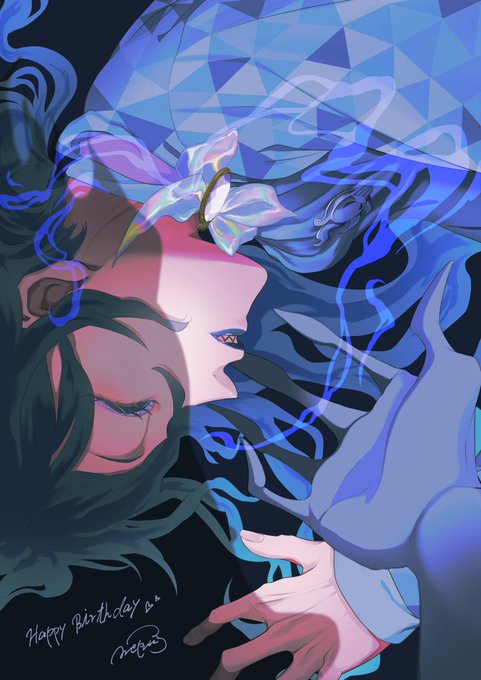 「black hair blue fire」 illustration images(Latest)
