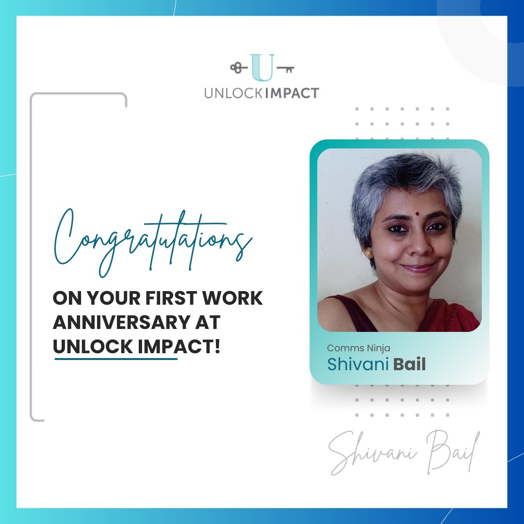 Congratulations to Shivani Bail on reaching the milestone of one year at Unlock Impact as a Comms Ninja.  Well done Shivani! 
#unlockimpact #commsninja #impactstorytelling #team
