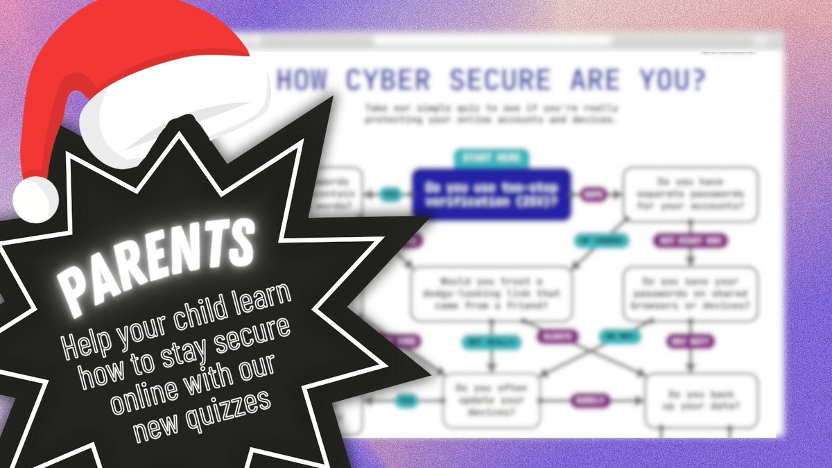 Lots of time on your hands with your 11-12 year-old this festive break? Why not put it to good use. Our quiz, produced with @TheParentsZone guides you through key questions to ask them to get a picture of how secure they are online. parentzone.org.uk/sites/default/…