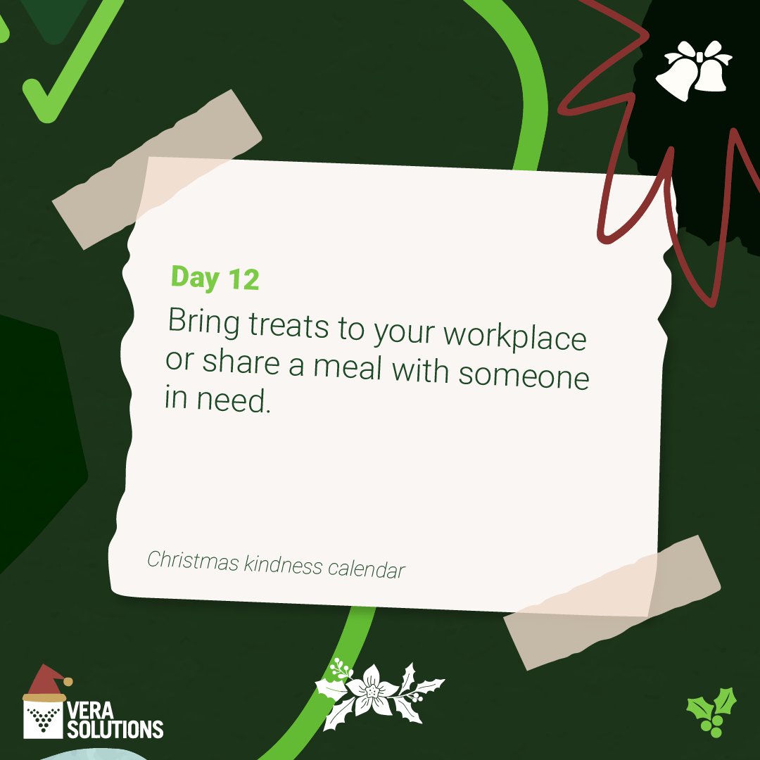 🌟🎄 It's December 18th! 🍪 On Day 12 of our Kindness Calendar, bring a little joy to your workplace or to someone in need by sharing treats or a meal. Your gesture could be the highlight of their day! 🥧💖 #KindnessCalendar