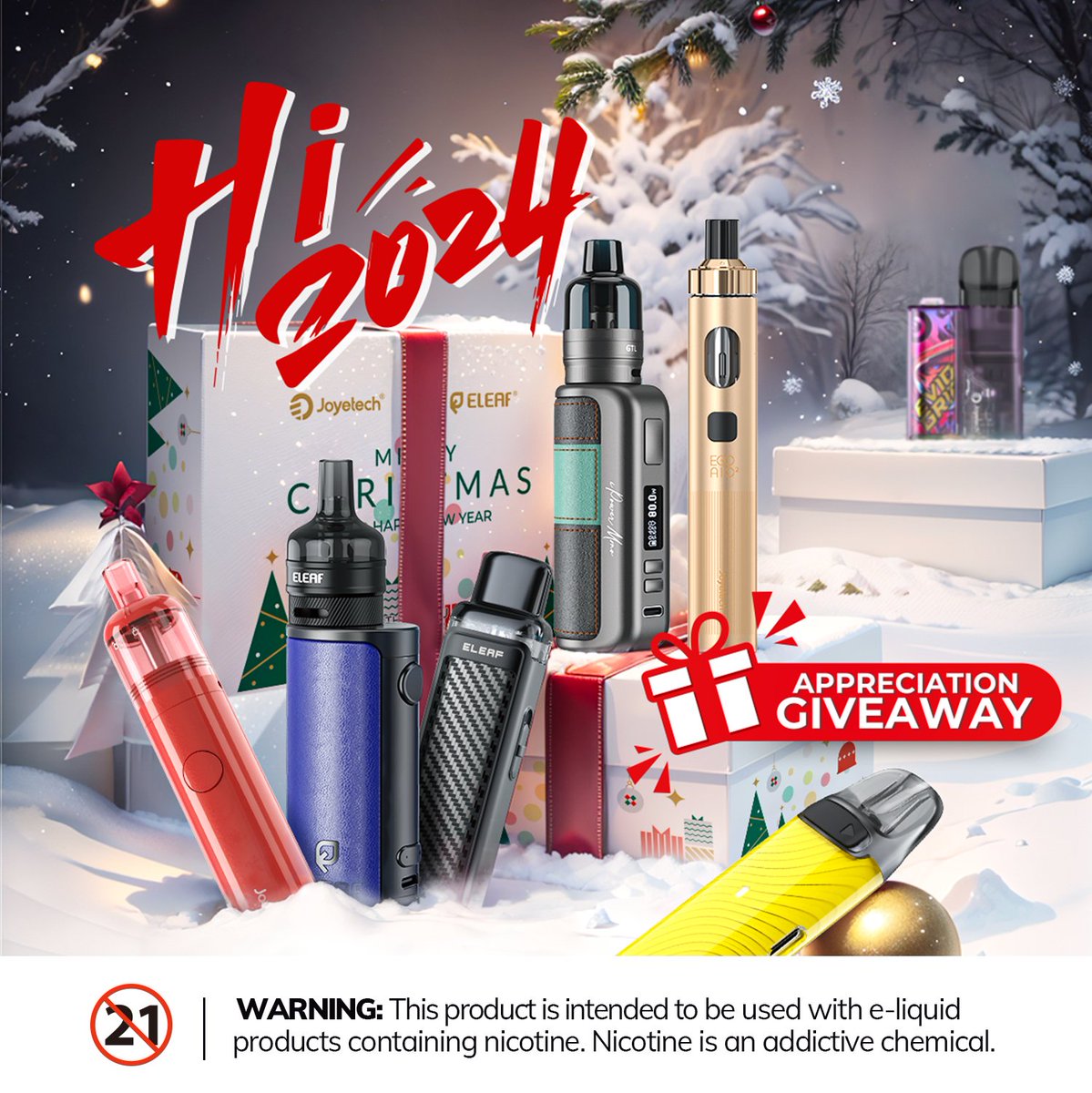 🔔✨Joyetech X Eleaf Fan Appreciation Giveaway🎄🎁

Hi, family! 🌟 As the holiday season approaches, in appreciation of your unwavering support, Joyetech X Eleaf proudly presents a special collaborative giveaway. Exciting prizes await, and we're eager to share the joy with you!