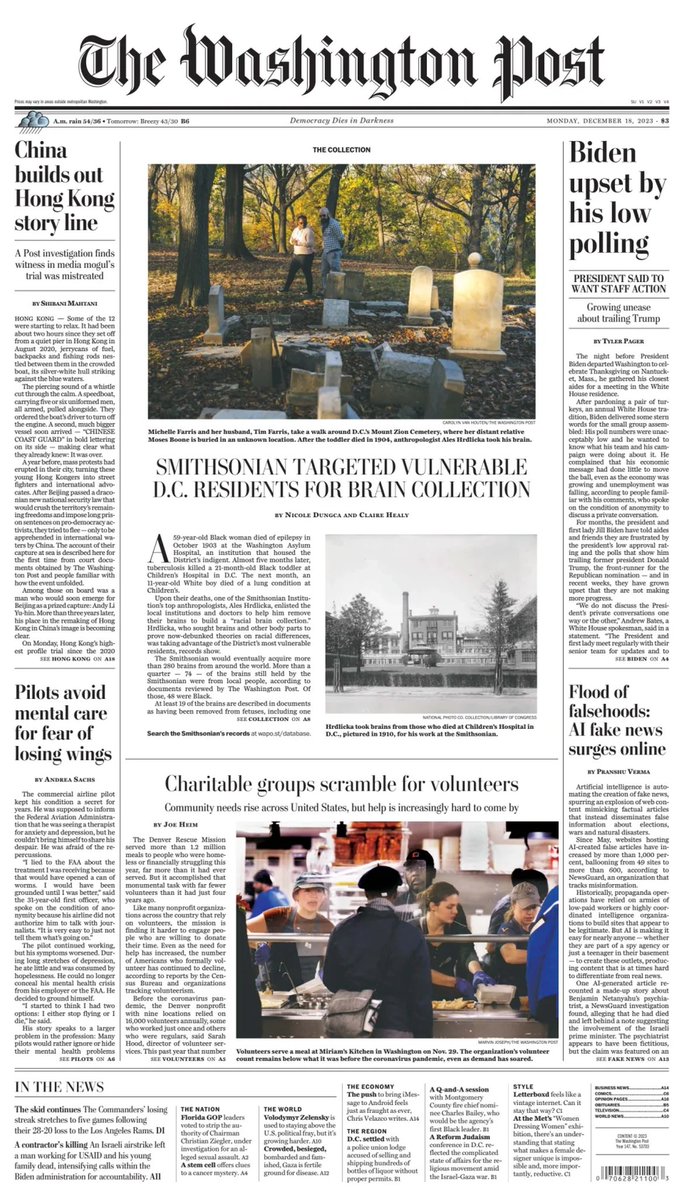 🇺🇸 Smithsonian Targeted Vulnerable D.C. Residents For Brain Collection ▫@ndungca @clurhealy ▫is.gd/iEqvxF 🇺🇸 #frontpagestoday #USA @washingtonpost