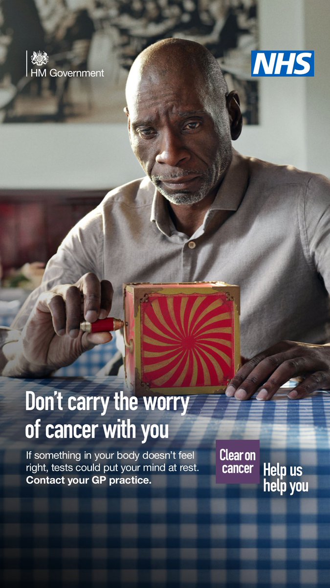 If something in your body doesn’t feel right, don’t carry the worry of cancer with you. Tests could put your mind at rest. Until you find out, you can’t rule it out. Contact your GP practice. nhs.uk/cancersymptoms