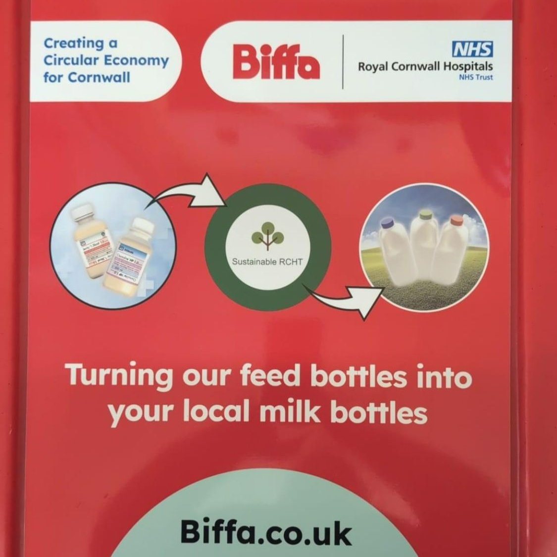 Our fantastic #dietitian @faithtoogood driving our #GreenerAHP agenda forward ♻️- turning our enteral feed bottles into milk bottles 🤩 #SustainableICU #AHPsDelvier  
@SustainableRCHT @BDACriticalCare @BDA_Dietitians @WeAHPs @GreenerNHS @RchtDietitians