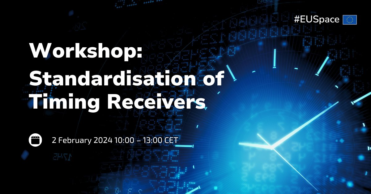 🇪🇺 EU Defence and Space (@defis_eu) on Twitter photo 🗓️2 February 2024
We are organising, together with <a href="/EU4Space/">🇪🇺 EUSPA - EU Agency for the Space Programme</a>, an online workshop dedicated to the upcoming #Galileo 🇪🇺🛰️Timing Service and its impact on timing and synchronisation applications ⏲️
✏️ Registration is open euspa.europa.eu/newsroom/webin…
#EUSpace 🇪🇺🛰️ 🗓️2 February 2024
We are organising, together with <a href="/EU4Space/">🇪🇺 EUSPA - EU Agency for the Space Programme</a>, an online workshop dedicated to the upcoming #Galileo 🇪🇺🛰️Timing Service and its impact on timing and synchronisation applications ⏲️
✏️ Registration is open euspa.europa.eu/newsroom/webin…
#EUSpace 🇪🇺🛰️