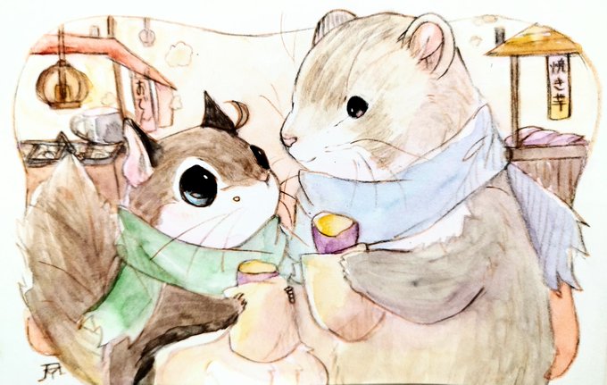 「clothed animal scarf」 illustration images(Latest)