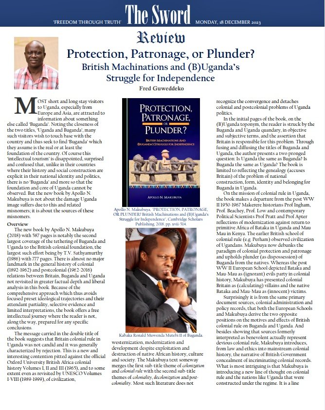 'The overall point, @ANMakubuya stresses,' argues Fred Guweddeko 'is not only that there was a #colonial period external actor, interest and/or force in creating the problems of Uganda & Buganda. It is also for a foundational removal of this external colonial element in the 1/2
