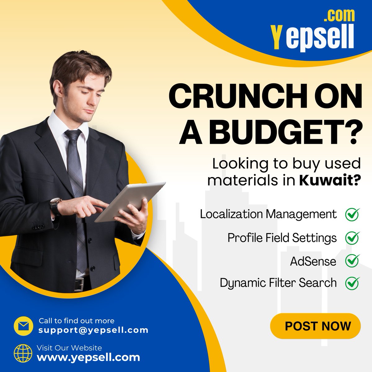 yepsellgroup's tweet photo. If you are looking for used items in good condition within a fixed budget, choose #YepSell.
It has numerous sellers who are selling their used products at an affordable price.
Sign up now, to buy the best-used products at an affordable price!
π https://t.co/0IagXVi1jW https://t.co/P5z9ACjh5Q