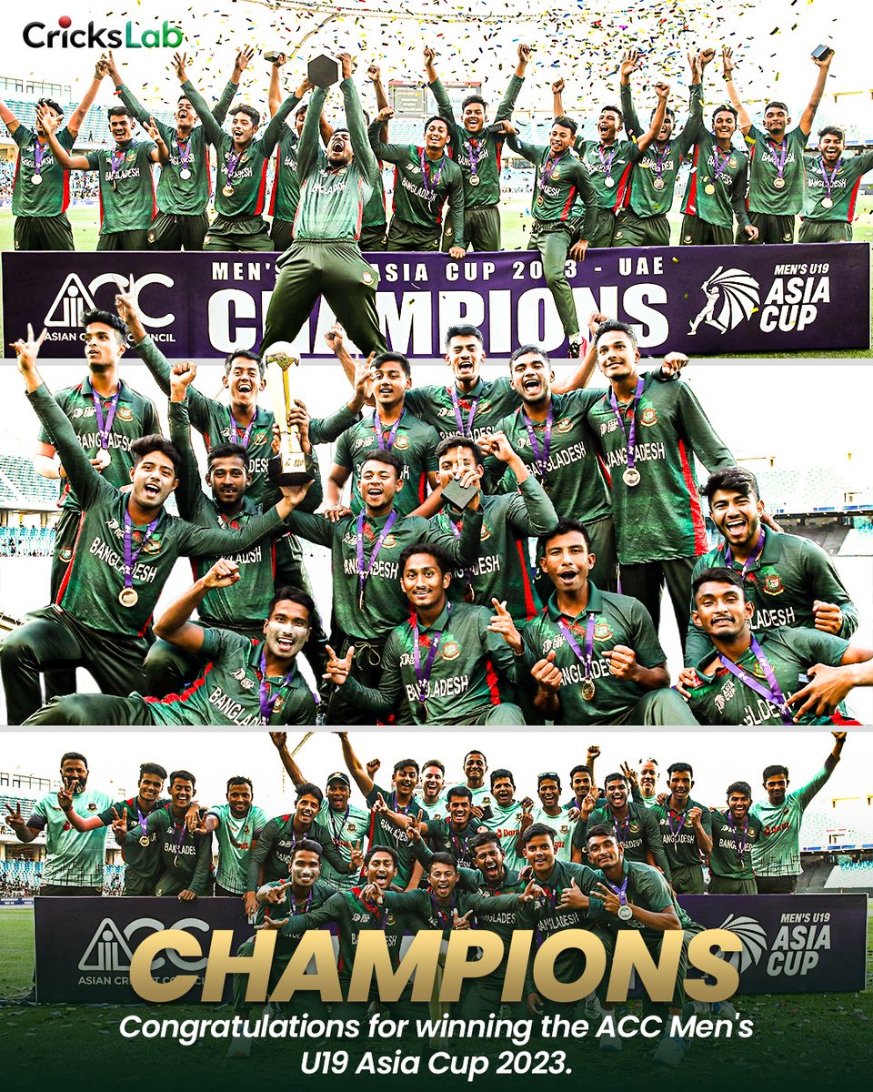 Celebrating Success: Bangladesh's Young Cricket Warriors Conquer Asia Cup🏆

#Crickslab #CrickslabLive #Cricketupdates #BANvsUAE  #U19AsiaCup