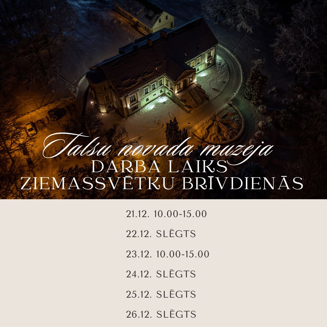 Talsu_muzejs's tweet image. Darba laika izmaiņas Ziemassvētku brīvdienās! 📷
#talsi #talsumuzejs #novadamuzejs #visittalsi