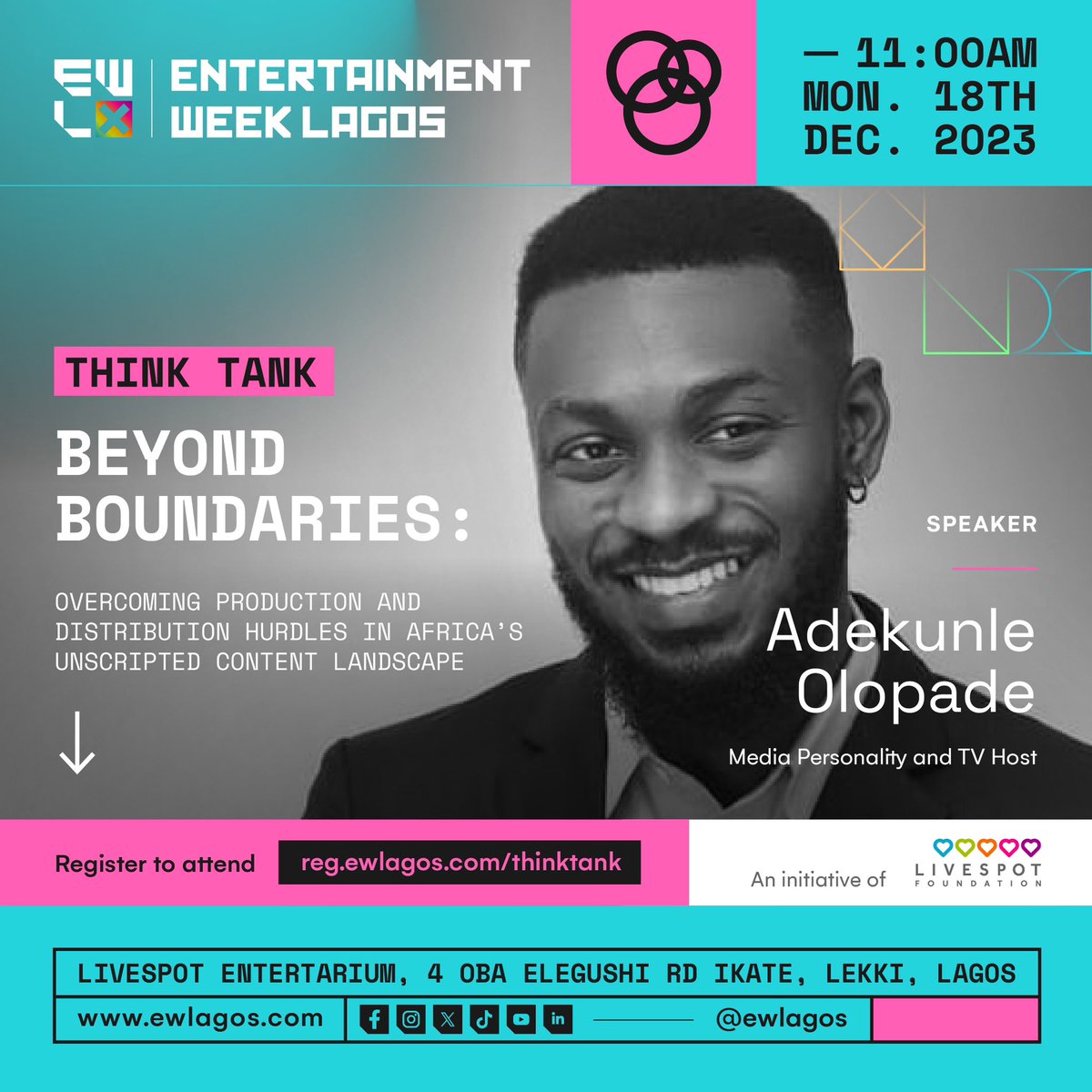 I’ll be speaking today at the Entertainment Week Lagos to share my perspective and talk about the intricate tapestry of Africa’s Unscripted Content Landscape.