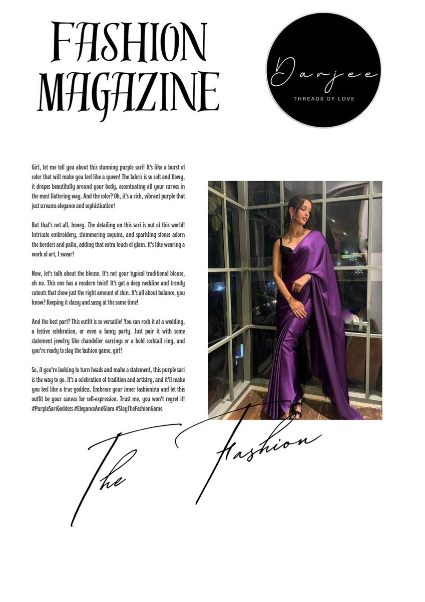Darjee_magazine's tweet image. Radiating elegance in this stunning purple sari! 📷📷 Embrace the richness of tradition and style.

Read more...
darjee.com/tradition-meet…

#PurplePerfection #SariSlay #ElegantEnsemble #fashinworld #fashionmazagine #darjee_com
