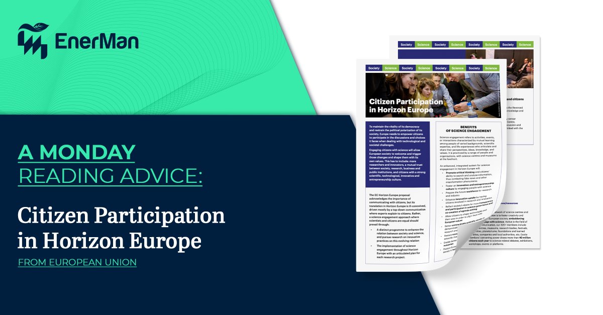 A Monday Reading Advice: 'Citizen Participation in Horizon Europe” from @Ecsite

📌 ecsite.eu/activities-and…

#horizoneurope #scienceengagement #ecside #HADEA
