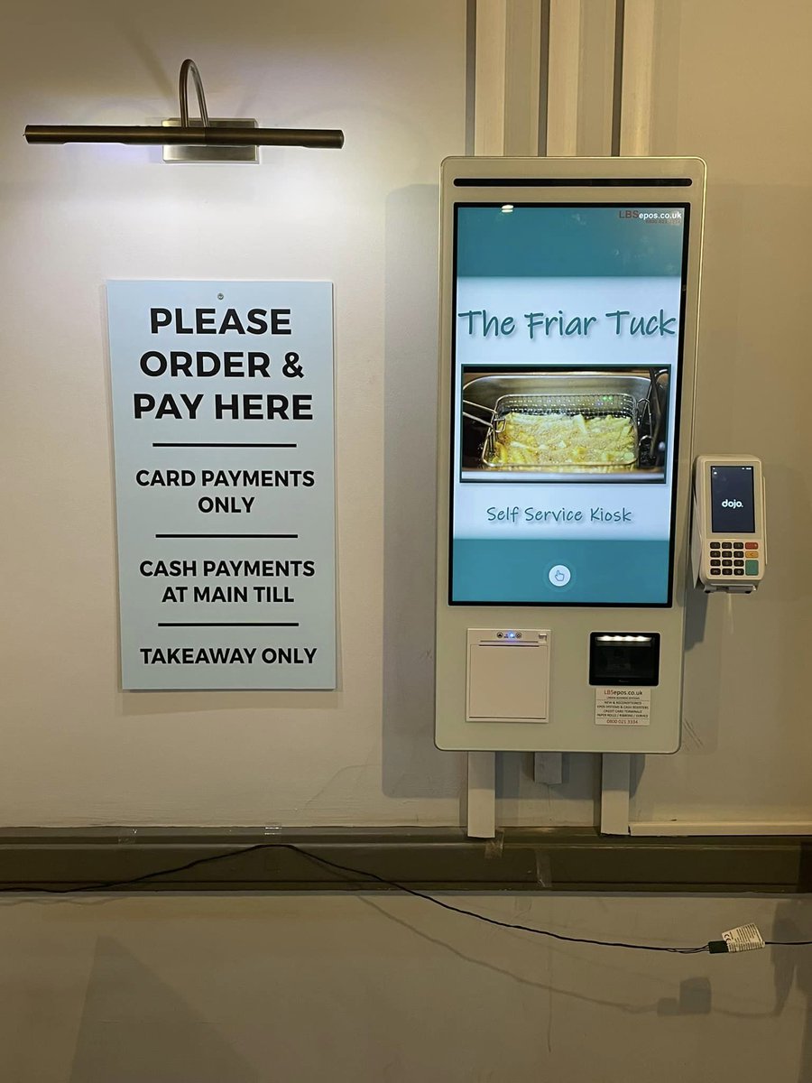 Friar Tuck is a busy fish bar in Cirencester. We recently installed a K23 self-service kiosk, integrated with #Dojo, where customers can order and pay for their food on the large, bright touch screen. #ICRTouch #SelfServiceKiosk #FishAndChips #Technology <a href="/icrtouch/">ICRTouch</a> <a href="/dojo_business_/">Dojo</a>