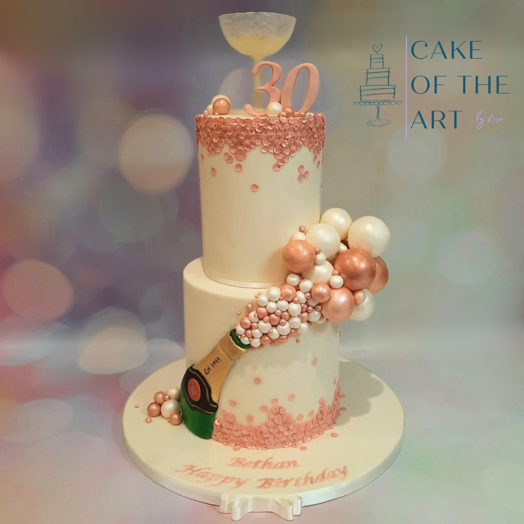 Bubbles and sparkle! With edible sequins and handmodelled isomalt champagne glass.