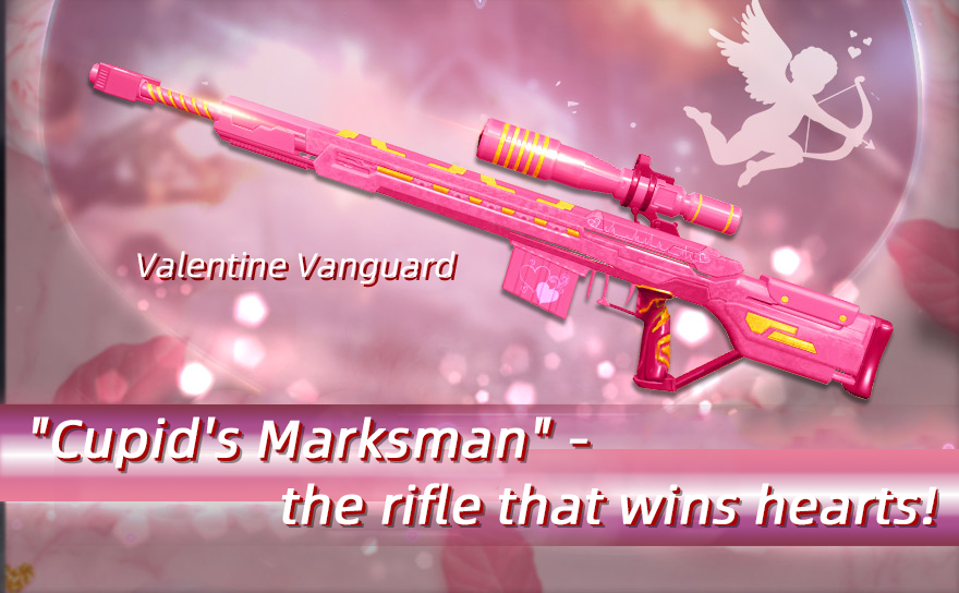 💘 'Cupid's Marksman' – not your ordinary rifle. This love-spreader brings a touch of romance to the battlefield. With its sleek pink design, heart motifs, and cupid's charm, it's a hit straight to the heart! Perfect for those who like their aim true and their intentions pure.🏹