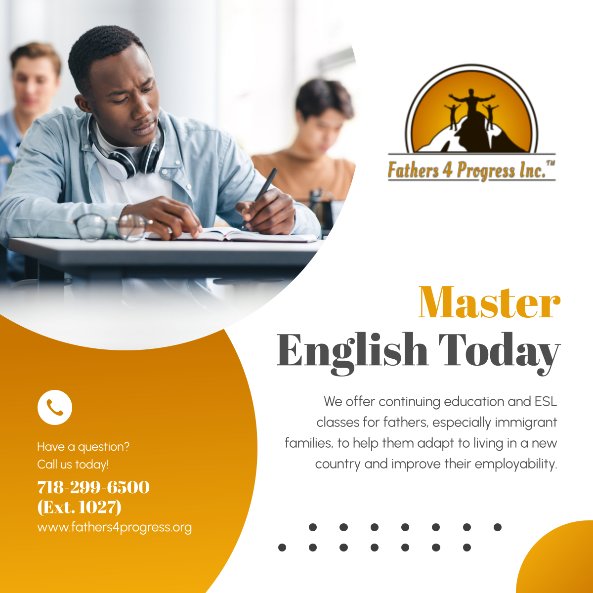 fathers4prgsinc's tweet image. For more information about our ESL classes, feel free to call Fathers 4 Progress Inc. at 718-299-6500. Our programs also include vocational training, family support, computer literacy classes, and many more.
#ESLClasses #MasterEnglish #FatherhoodTrainingCenter #BronxNY