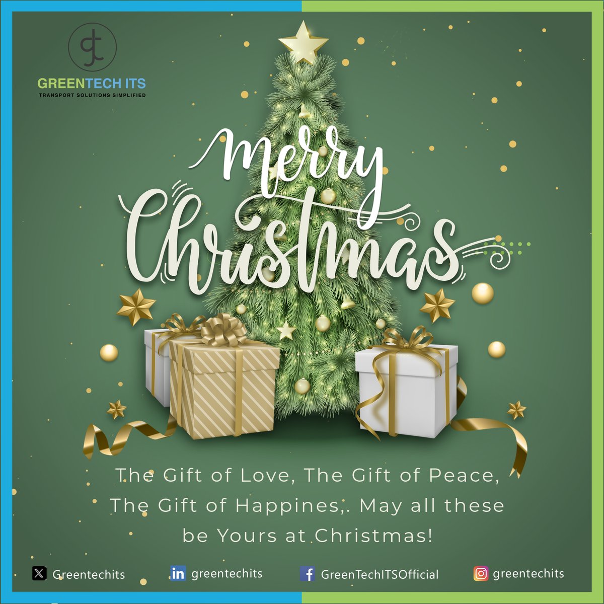 GreentechIts's tweet image. The gift of love. The gift of peace. The gift of happiness. May all these be yours at Christmas
We Wish You a Merry Christmas!

#MerryChristmas #christmas2023
#intelligenttransportationsystem #greentechits #transportationsolution #toll #software