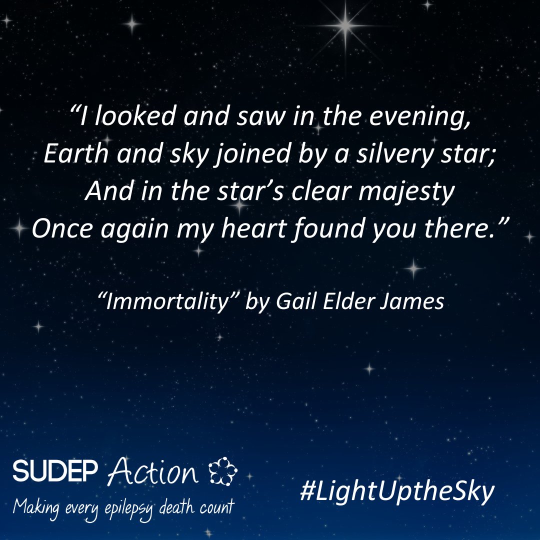 SudepAction's tweet image. You can join us to Light Up the Sky in Memory by adding a star to our virtual night sky. 

Follow the link to add your dedication:
sudep.dedicationpage.org/lightuptheskyi… 

#sudepaction #LightUptheSky