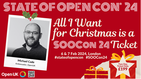 I just registered for #SOOCon24 £199 for two days of amazing content and networking. Community, Student and unemployed free tickets available by contacting admin@openuk.uk for a code.