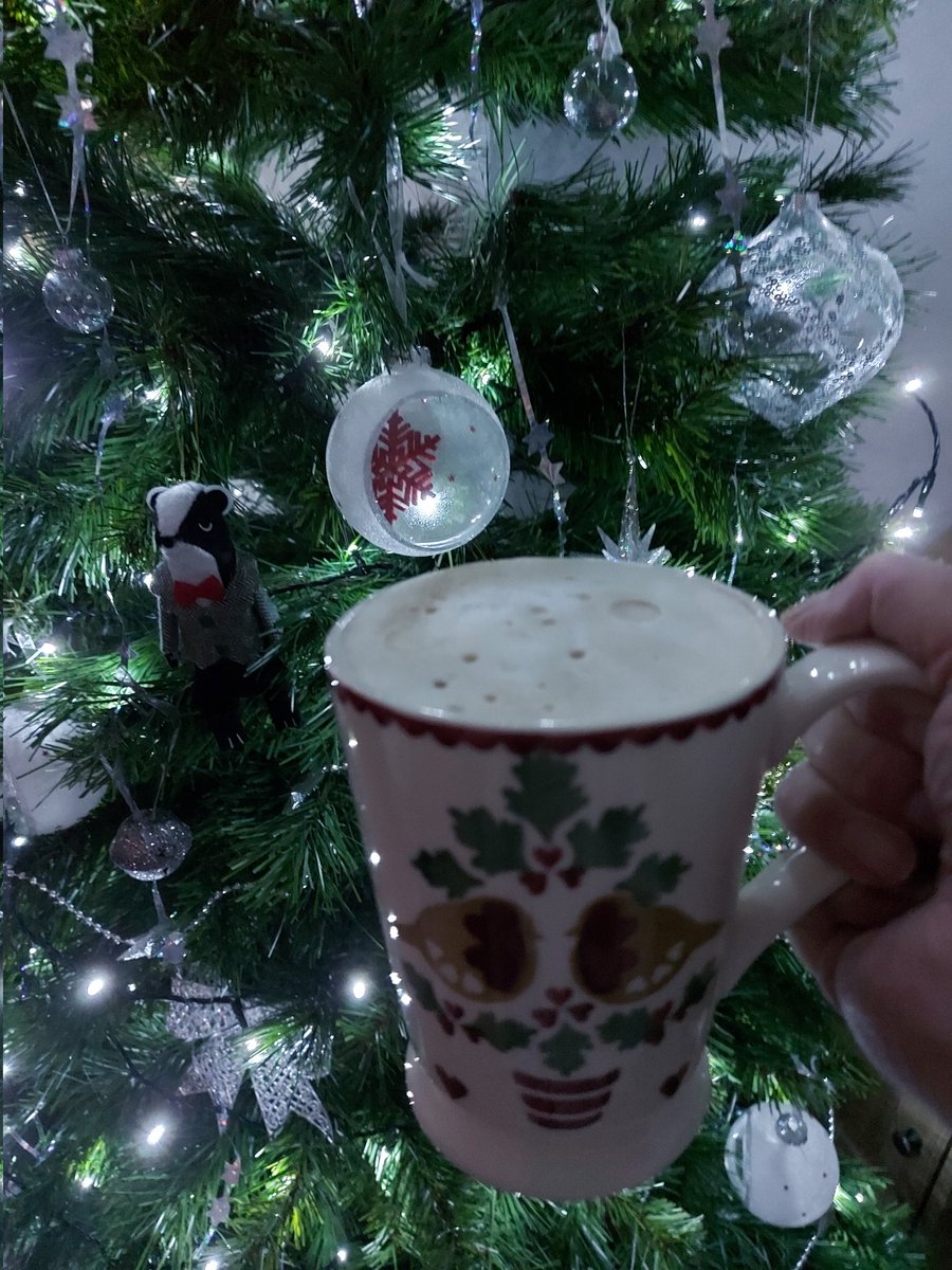 #NotSoQuietTime H is up waiting for his car to be collected for work to be done. Still I've got my #Coffee in my #EmmaBridgewater Christmas mug #StokiePots and the tree is sparkling 🤩 #Potteries #Christmas #MugShots