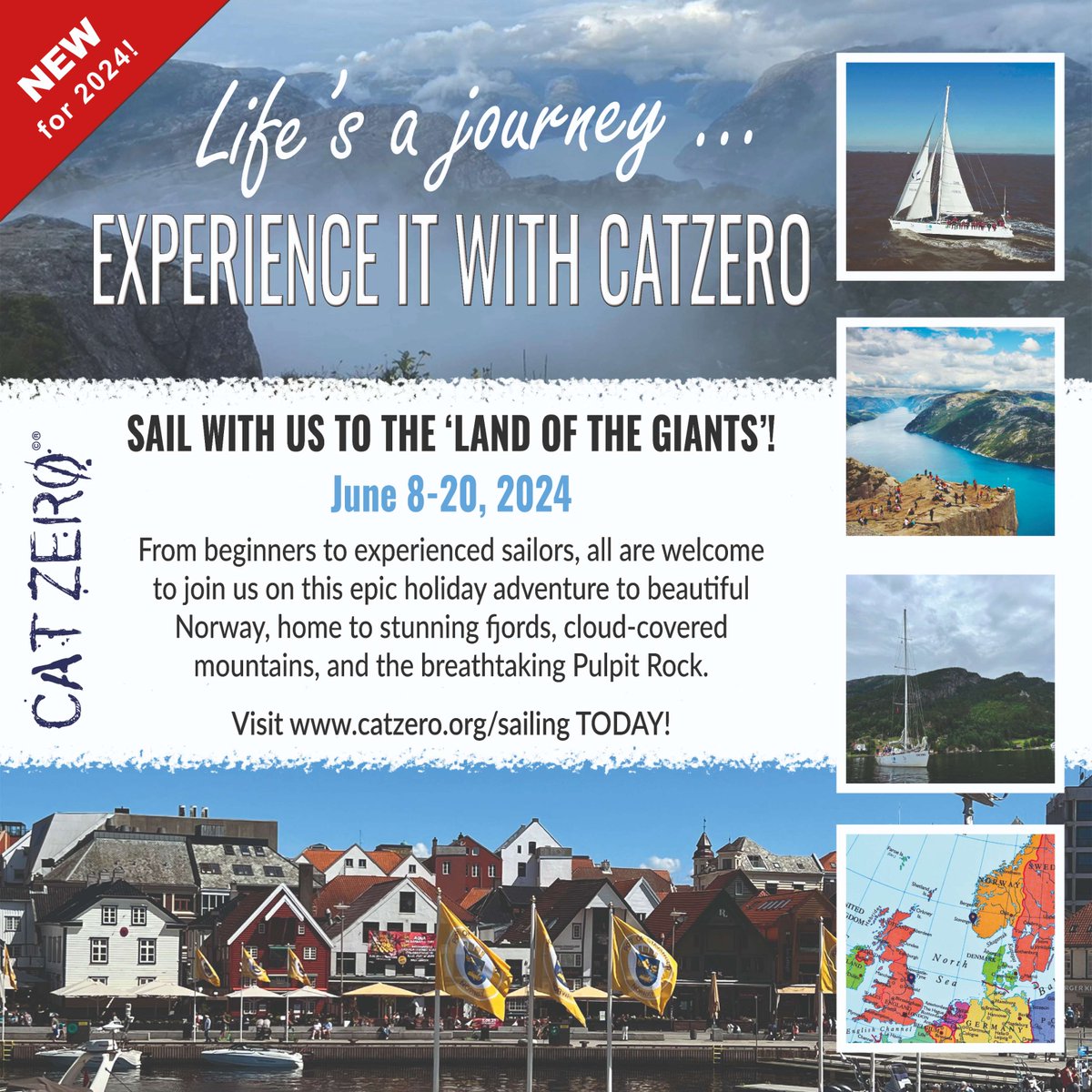 No, you don't have to head elsewhere for an epic adventure; you can do it right here! No #sailing experience needed, just a thirst for something different. Holiday with CatZero's experienced crew in 2024 and head for beautiful Norway. See catzero.org/sailing for details.