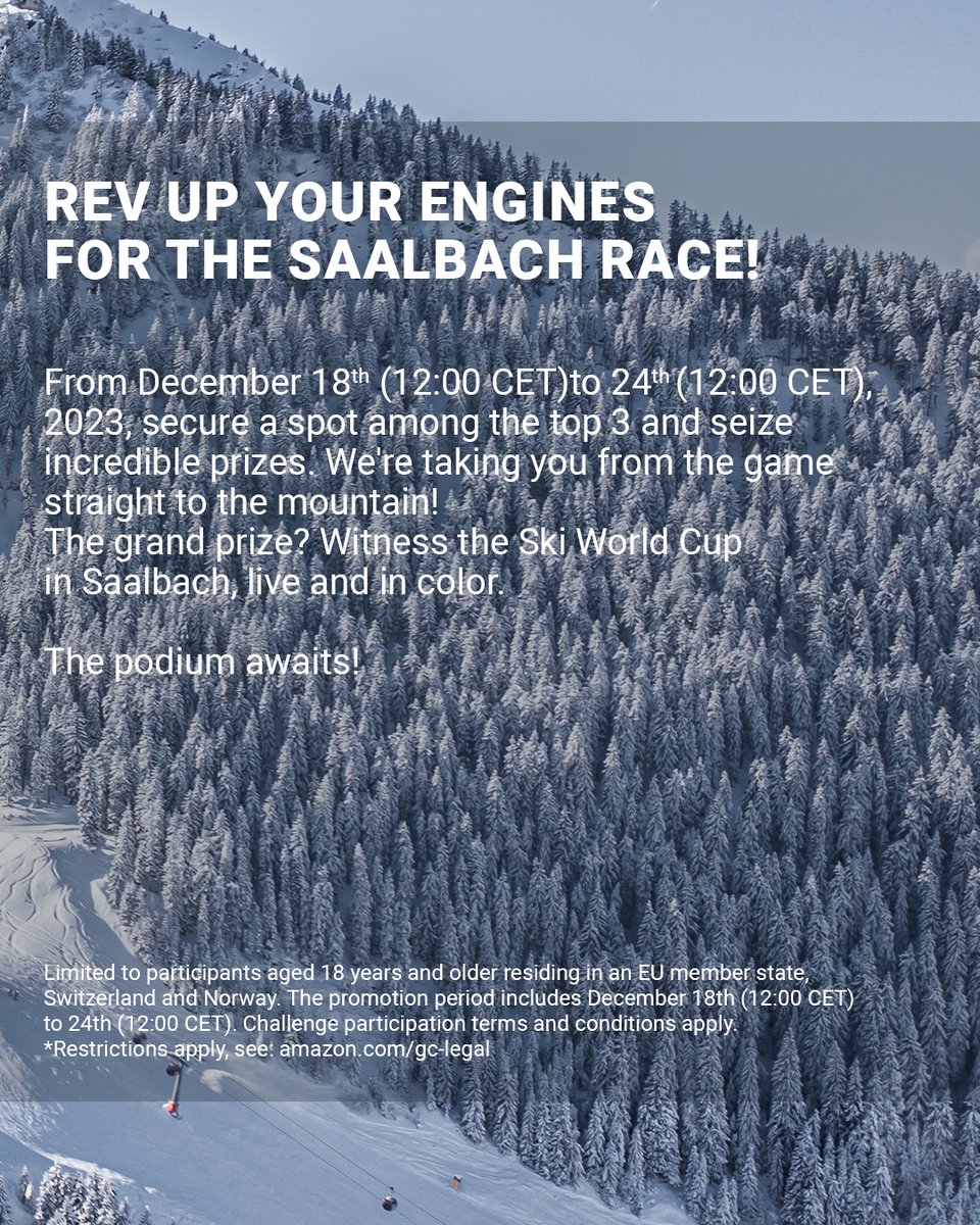 DISCOVER THE MAGIC OF @saalbach ⛷️ 🏁 Join the race from Dec 18th to 24th! Prizes include a hotel stay, tickets, and more! 🎁 👉 More info: ski-challenge.com/saalbach-chall… #SkiChallenge #SaalbachChallenge #SaalbachHinterglemm #WinterSports #Esports #MobileGames