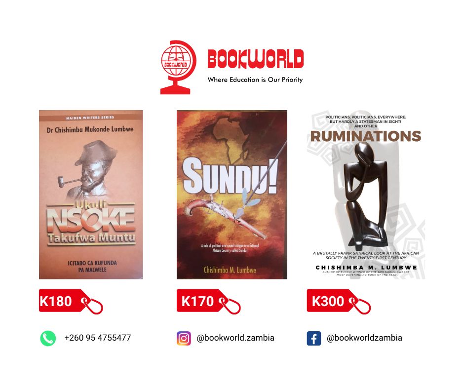 Looking for good books to gift people this Christmas then think of those authored by Chishimba Lumbwe, the winner of the Julius Chongo Award for the most outstanding male creative writer at the recently held Ngoma Awards 2023!

#bookworldzambia