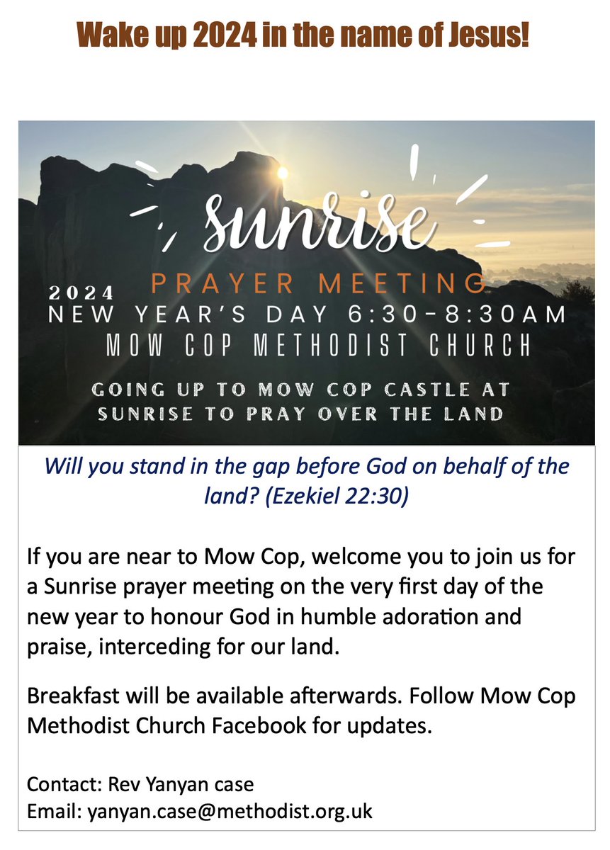 EVENTS | Sunrise Prayer Meeting, taking place on New Year's Day. Full details below 😀