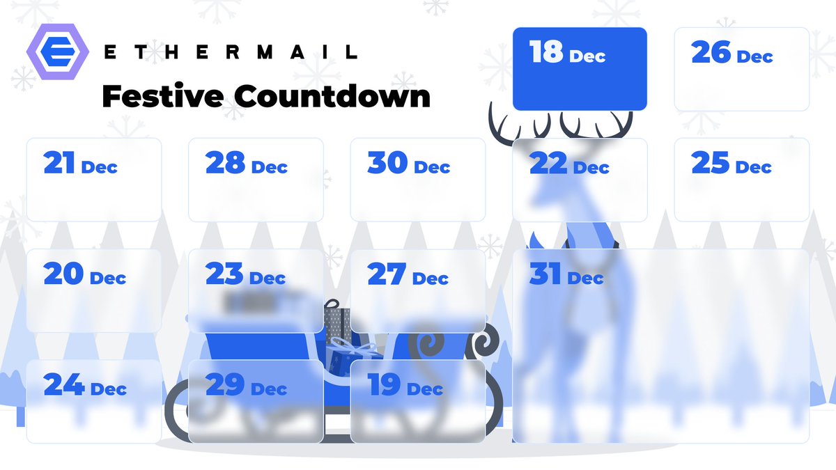 🎄 Light up your inbox with the #EtherMailFestiveCountdown! 💌add a secondary email 🌟log-in into your #EtherMail every day and unlock daily EMC rewards🎁 Start earning now and join the festive cheer. 🌟 #Day1