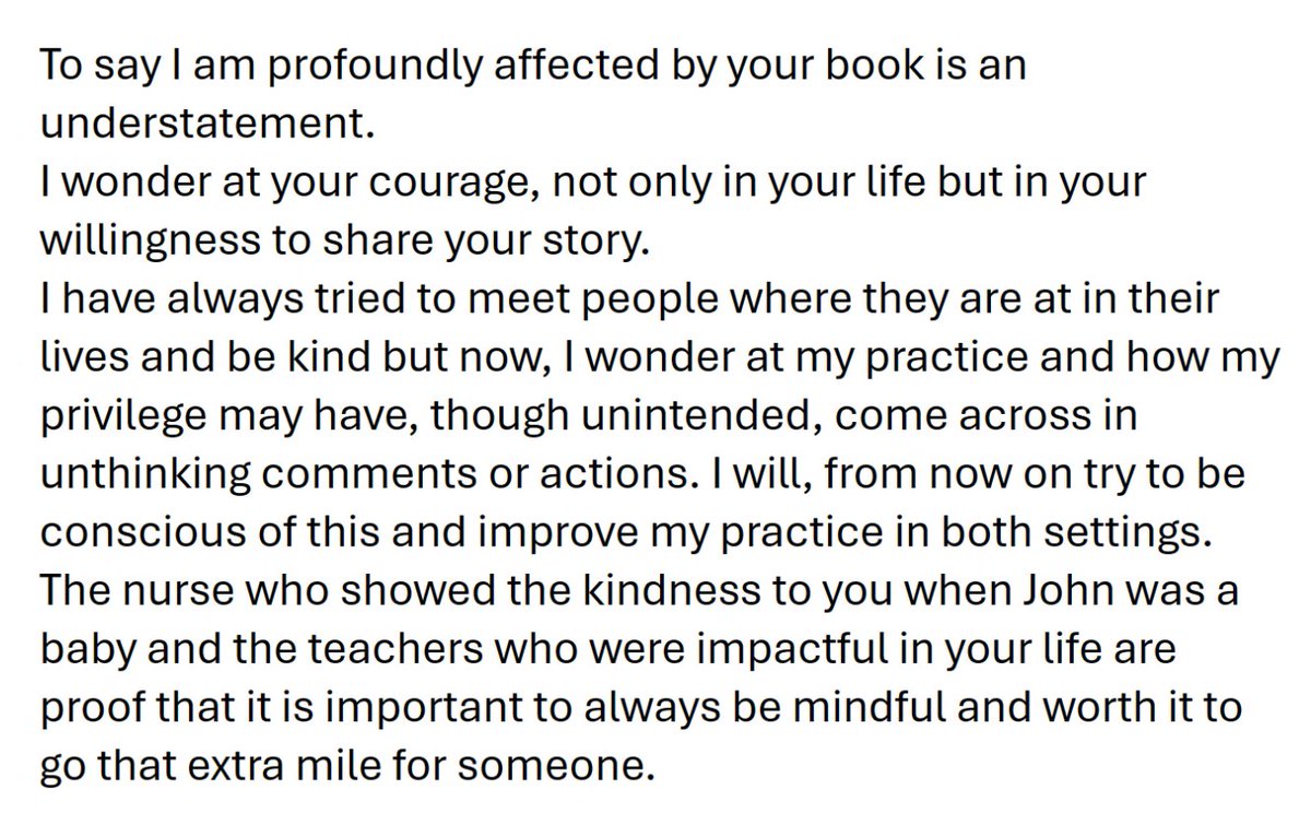 I get so many messages & emails since the publication of #Poor but this message was so moving, I made this woman think - that is all I ever wanted- was to make people consider the impact of poverty! Keep sharing your thoughts!