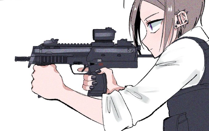 「assault rifle brown hair」 illustration images(Latest)