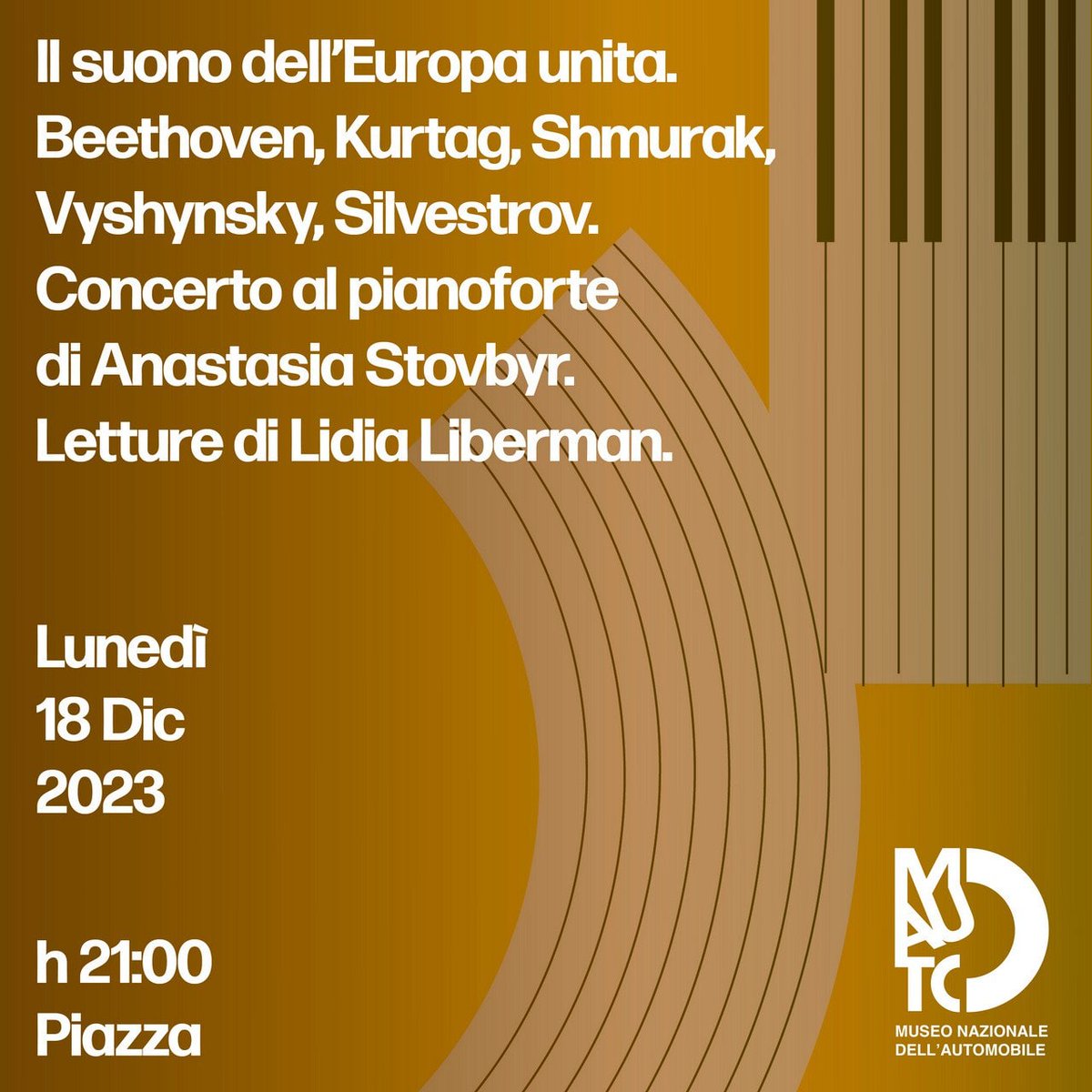 MAUTO - Museo Nazionale dell'Automobile (@museoautotorino) on Twitter photo Vi aspettiamo stasera alle ore 21 per il concerto di Natale del MAUTO.
Per immergerci pienamente nella magia del clima natalizio verrà offerto del vin brulé 🤗
Per info e prenotazioni: prenotazioni@museoauto.it Vi aspettiamo stasera alle ore 21 per il concerto di Natale del MAUTO.
Per immergerci pienamente nella magia del clima natalizio verrà offerto del vin brulé 🤗
Per info e prenotazioni: prenotazioni@museoauto.it