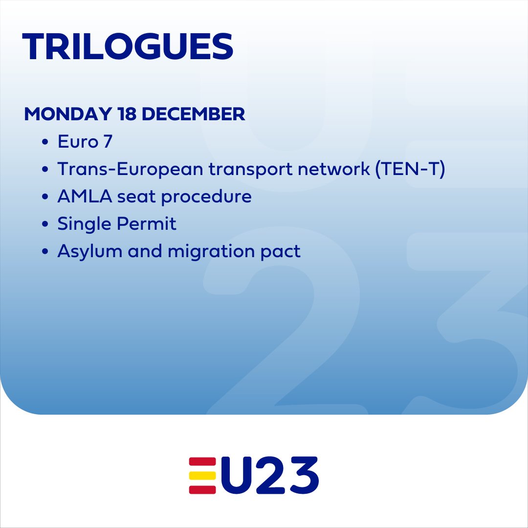 #TRILOGUE | 📆 Update on this week's trilogues' agenda. 

#EU2023ES