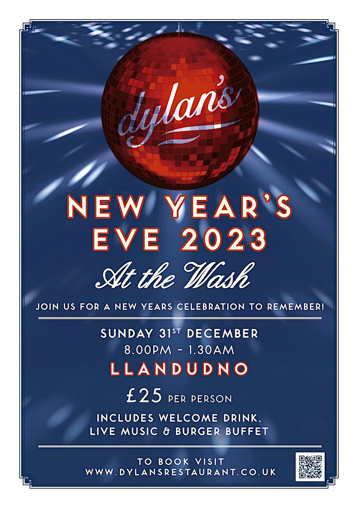 Celebrate New Years with us at ‘The Wash’ – Dylan’s Llandudno! | Dewch i ddathlu’r Flwyddyn Newydd gyda ni yn ‘The Wash’ – Dylan’s Llandudno! On December 31st, we’ll be opening the doors to our 'NYE at the Wash' for a New Years celebration to remember. eventbrite.co.uk/e/new-years-at…