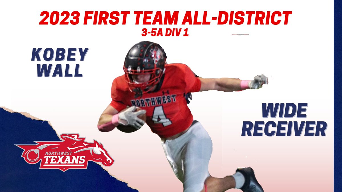 Bill Poe (@coach_bpoe) on Twitter photo Congrats to <a href="/KobeyWall/">Kobey Wall</a> for making 1st Team District 3-5A Div 1 Wide Receiver!!
<a href="/NWTexanFootball/">NW Texans Football</a>
<a href="/NHSRecruits/">Northwest High School Football Recruiting</a> Congrats to <a href="/KobeyWall/">Kobey Wall</a> for making 1st Team District 3-5A Div 1 Wide Receiver!!
<a href="/NWTexanFootball/">NW Texans Football</a>
<a href="/NHSRecruits/">Northwest High School Football Recruiting</a>