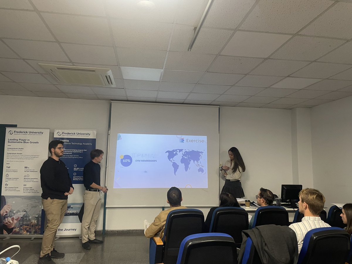 Innovation Bootcamp Final Countdown! Students pitchings in progress at #FrederickUniversity supported by @ARISinLimassol #sportstech #innovation #cultivatingentrepreneurship @DeloitteCY