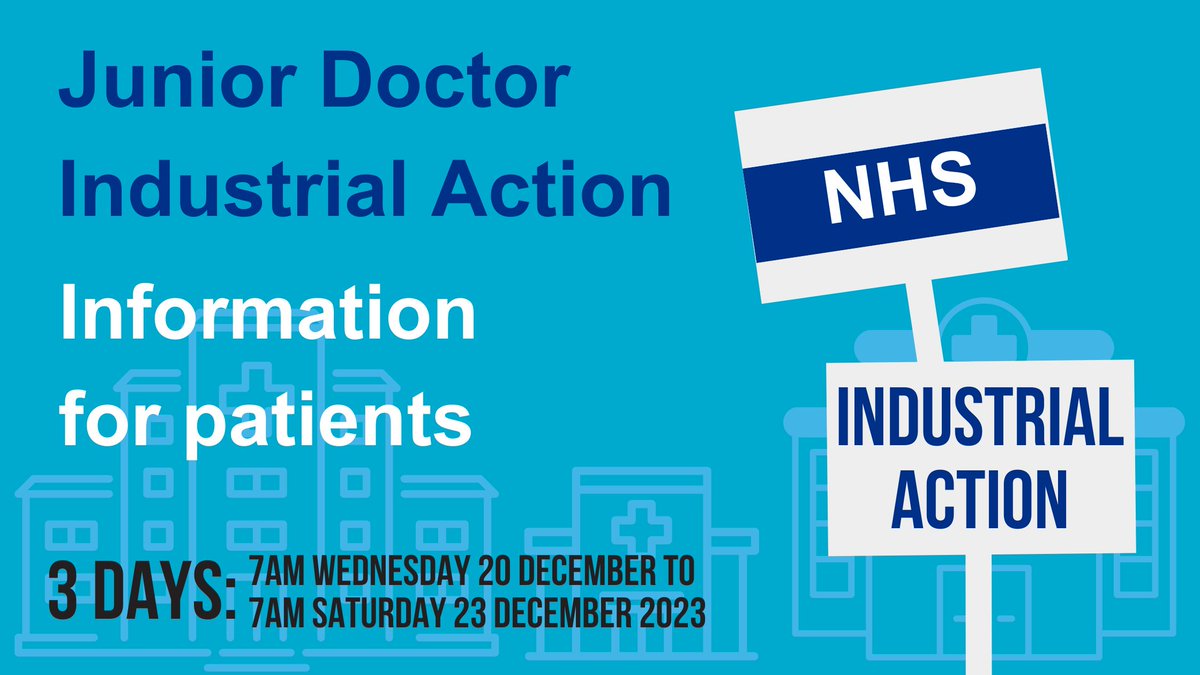 Junior Doctors are striking between 7am Wednesday 20 December to 7am Saturday 23 December. This will impact patient appointments and you will be contacted if this affects you. Please visit our website for more information: ow.ly/OswF50QjK1l
