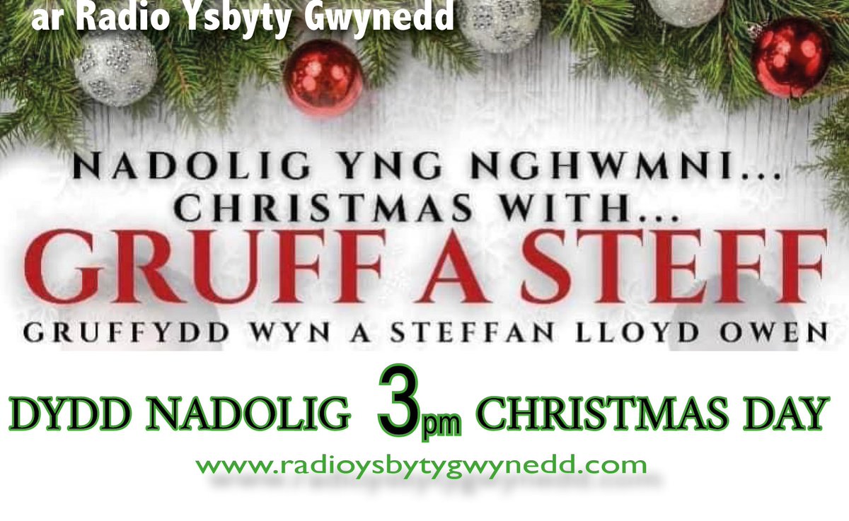 ✨ Fory! Tomorrow! ✨ 

⏰ 3pm

📻 Darllediad arbennig o Gyngerdd Nadolig <a href="/gruffydd_wyn/">GRUFFYDD • WYN</a> a <a href="/SteffanLloydO/">Steffan Lloyd Owen</a> 

📻 Special broadcast of Gruff a Steff's Christmas Concert

📺 Sianel 1 | Channel 1 
💻📲 radioysbytygwynedd.com
📲 Ap | App
🗣️ Ask Alexa “Play Bangor Hospital Radio”
