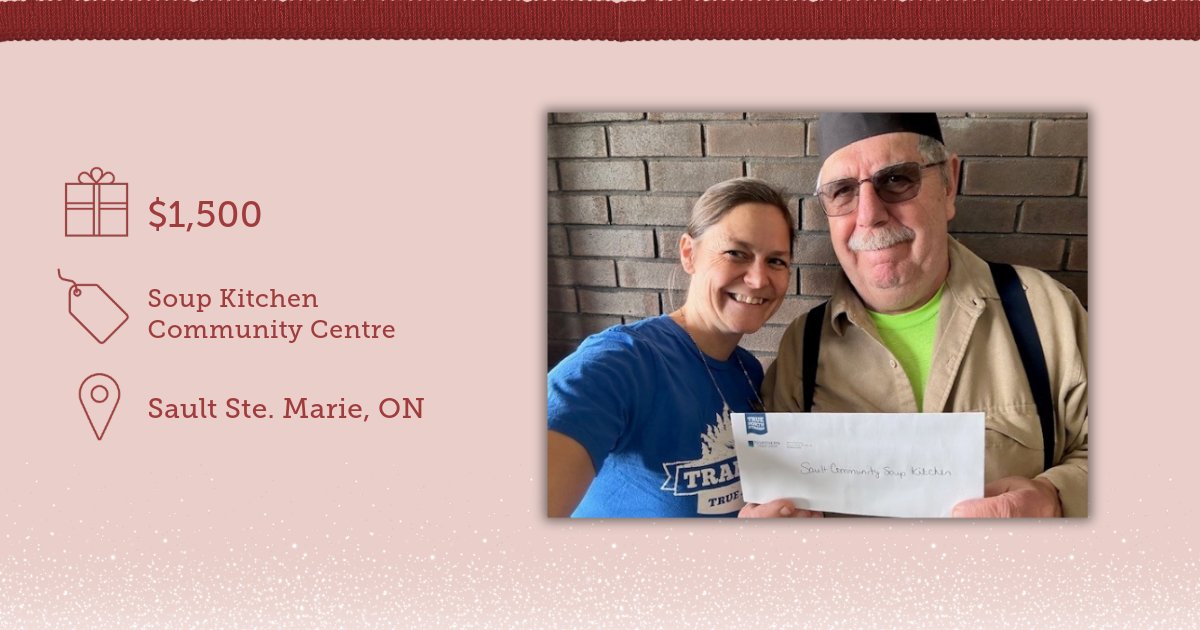 Our Sault Ste. Marie branch supported two very important charities this holiday season!

They donated $2,000 toward the Algoma Family Services Foundation, which provides mental health resources to children and families, and $1,500 to the SSM Soup Kitchen.

#GivingForGood