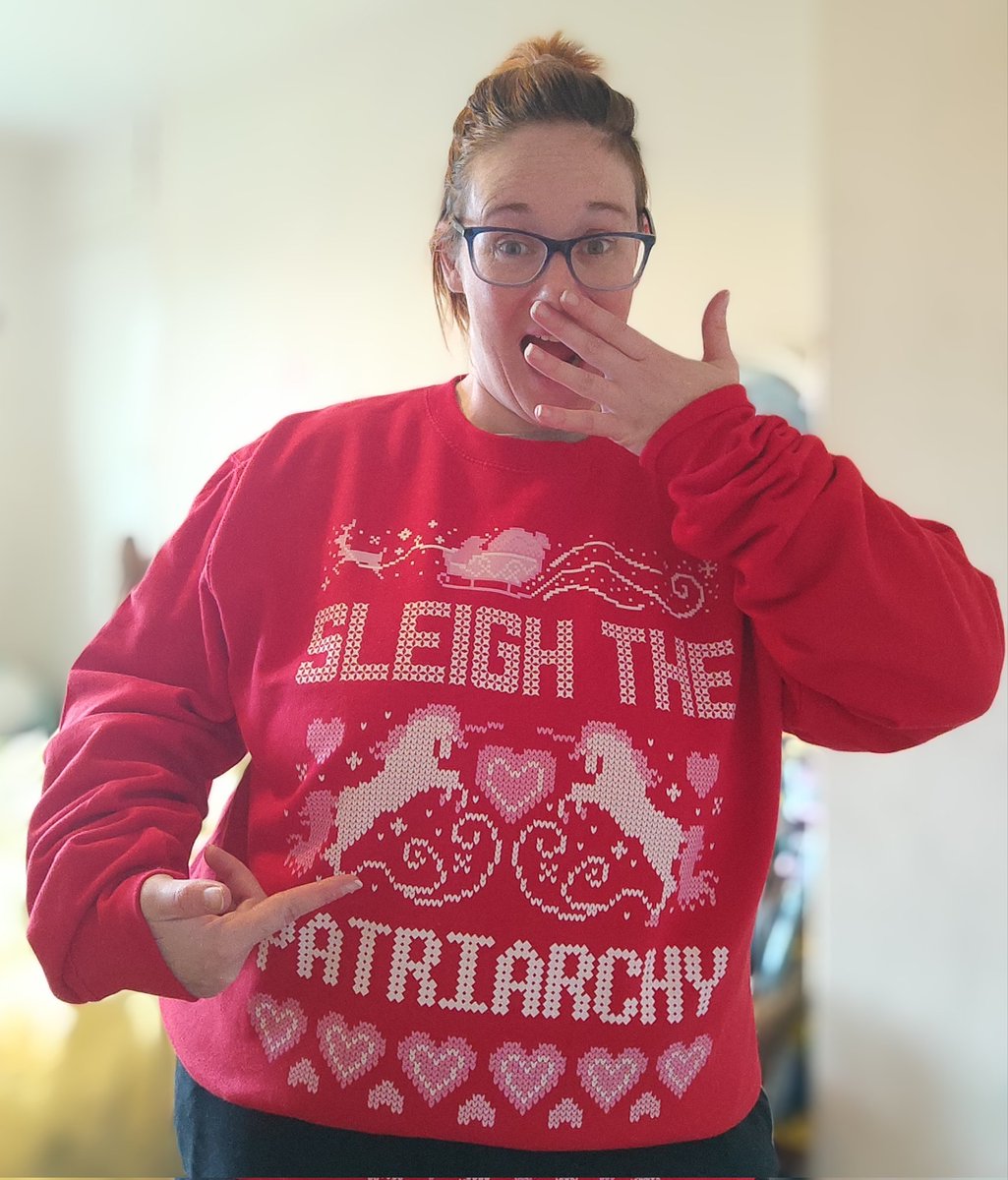 'Tis the season for a new Christmas jumper & continued Patriarchal slaying ofc 😉 #christmasjumper #uglysweater #smashpatriarchy