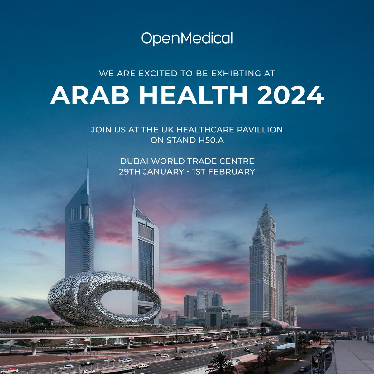 We're exhibiting at @Arab_Health Exhibition 2024! ✨ Join us on stand H50.A as part of the @UK_pavilion, and keep an eye out for more information to come on the panel session we are hosting on 'Enabling Value-Based Care'. @UK_ABHI #ArabHealth2024 #ABHIUKPavilion #UKinnovation