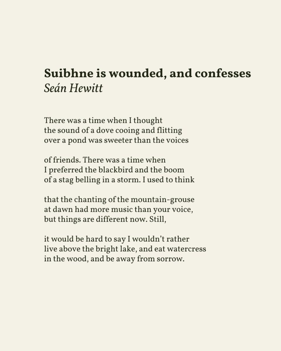 “There was a time when / I preferred the blackbird and the boom / of a stag belling in a storm.” — Seán Hewitt (@seanehewitt) onbeing.org/poetry/suibhne…