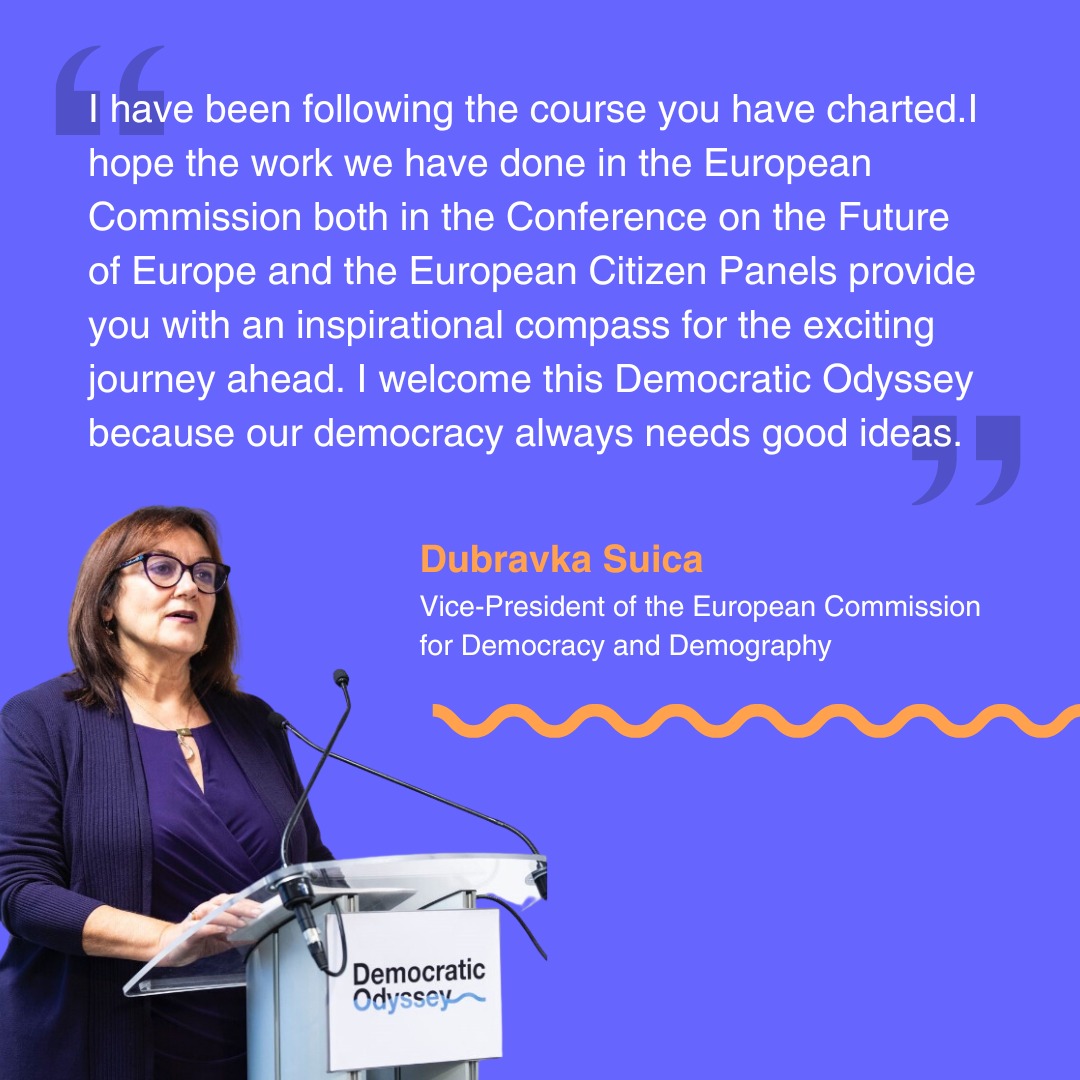 On the 30th of November, the Democratic Odysssey hosted a talk on the future of citizen participation in the EU at Brussels' @PressClubBXLEU 🇪🇺 As our keynote speaker, we had the pleasure to welcome European Commission Vice-President for Democracy and Demography Dubravka Šuica✨