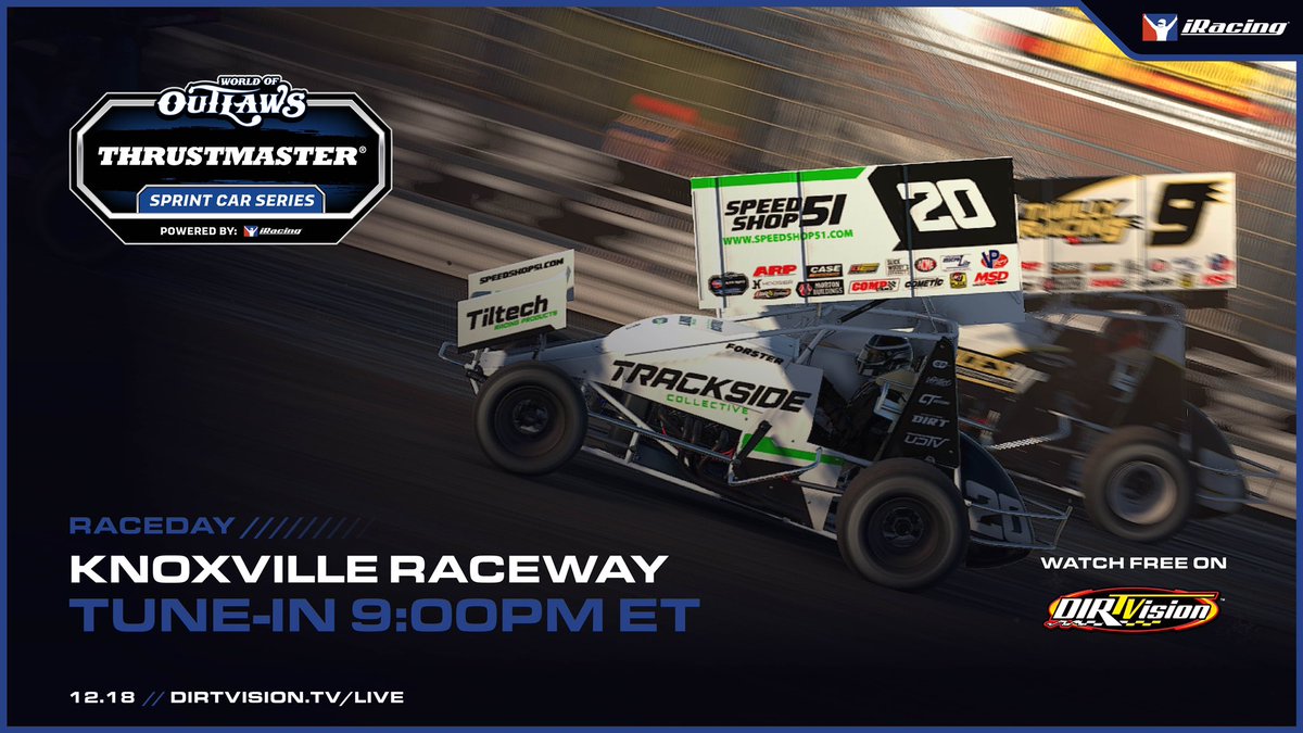 World of Outlaws (@worldofoutlaws) on Twitter photo Next up for the best iRacers: <a href="/knoxvilleraces/">Knoxville Raceway</a>.
The <a href="/iRacing/">iRacing</a> World of Outlaws <a href="/TMThrustmaster/">Thrustmaster Official</a> Sprint Cars head to The Sprint Car Capital of the World tonight at 9:00pm on <a href="/DIRTVision/">DIRTVision</a>! Next up for the best iRacers: <a href="/knoxvilleraces/">Knoxville Raceway</a>.
The <a href="/iRacing/">iRacing</a> World of Outlaws <a href="/TMThrustmaster/">Thrustmaster Official</a> Sprint Cars head to The Sprint Car Capital of the World tonight at 9:00pm on <a href="/DIRTVision/">DIRTVision</a>!