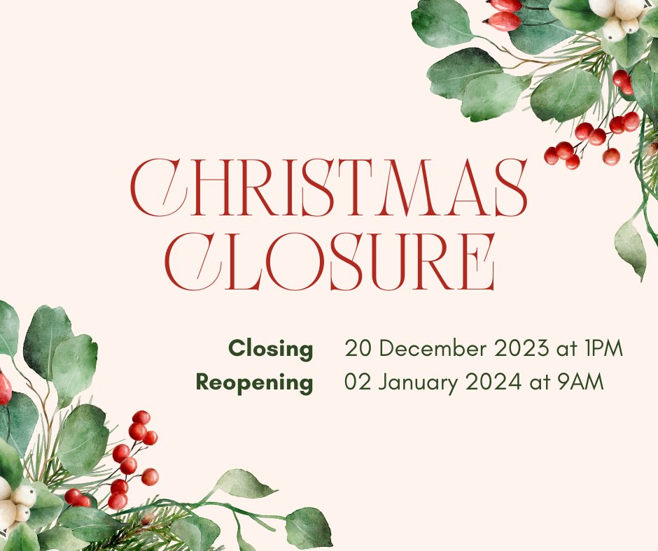 Proposito_FP's tweet photo. 🎄We would just like to remind everyone of our opening hours for the festive period. 🎄

We are closing at 1PM on Wednesday 20th December 2023 and re-opening on Tuesday 02 January 2024 at 9AM. ⏰

We’ll be back soon for our roundup of the year and a festive message 🎄✨🎅🏼🤶🏼 https://t.co/pwlHHSsIoy
